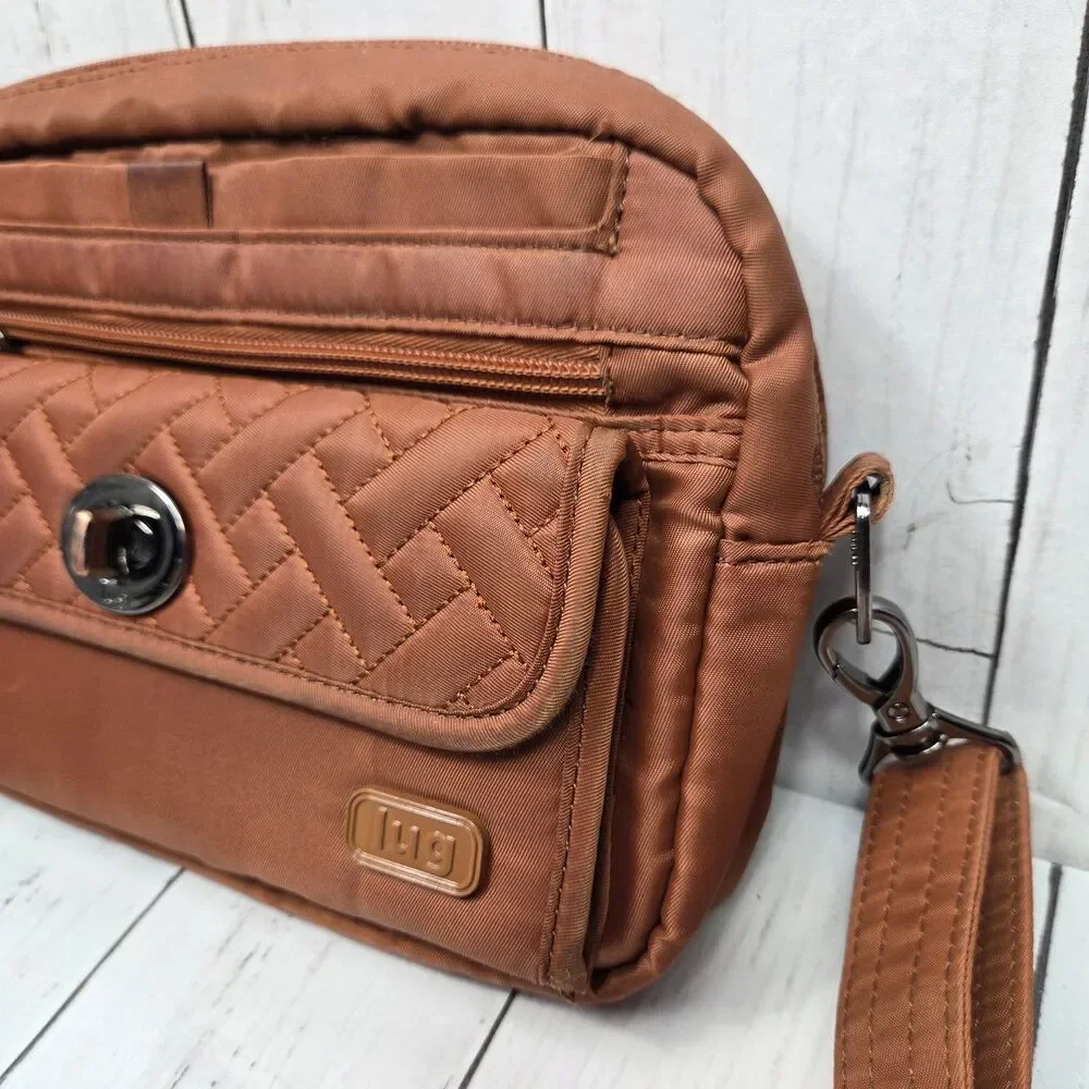 Lug Switch Convertible Crossbody Bag Purse Nylon Rust Color RFID *Stained*